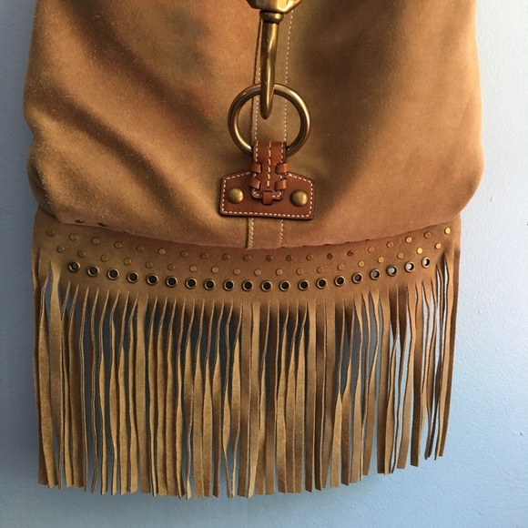 Coach Soho Slim Brown Suede Fringed Duffle Bag - Picture 15 of 15